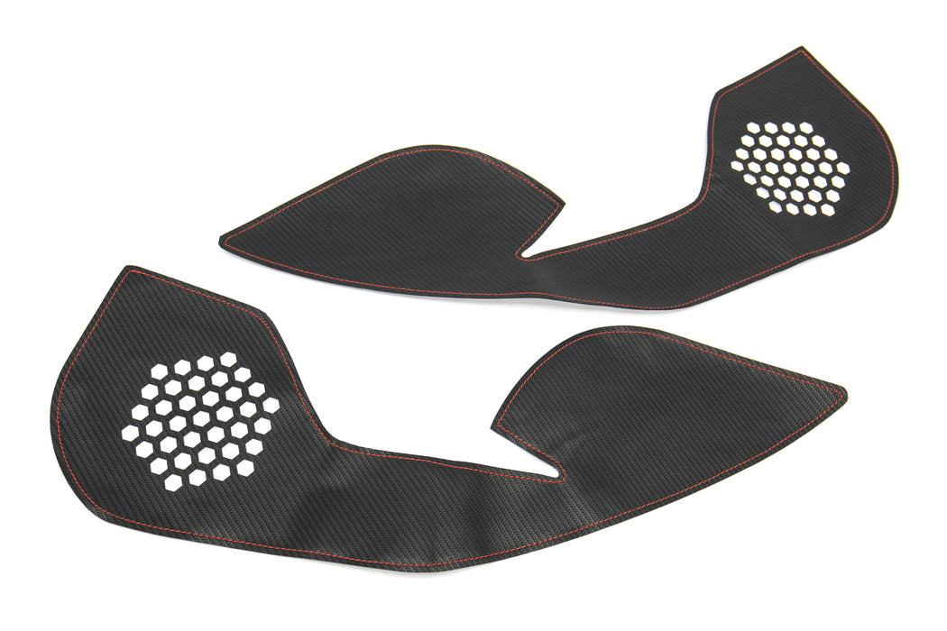 OLM Carbon Look Kick Guard Protection Set with Red Stitching (Non HK Equipped) - 2015-2021 Subaru STI