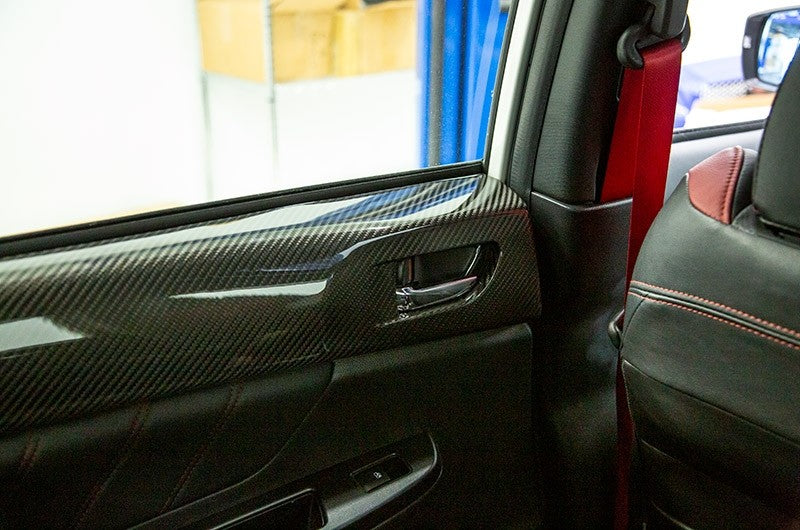 OLM LE Dry Carbon Fiber Rear Door Trim Upper Panels - 2015-2021 Subaru WRX / STI