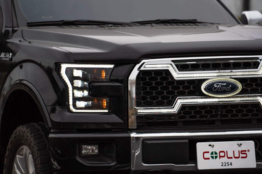 2015-2017 FORD F150 Grille (Black w/White DRL) - Infinite Series