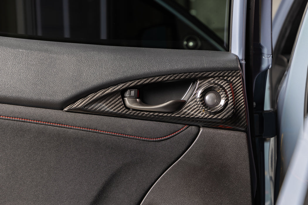 OLM LE Carbon Fiber Interior Door Handle Trim Covers (Full Set) - 2016 - 21 Honda Civic / 2017-21 Honda Civic Type R