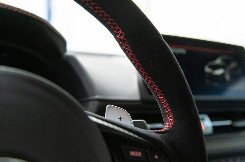 OLM Alcantara Pro Steering Wheel (Alcantara + Red Stripe) - 2020+ Supra