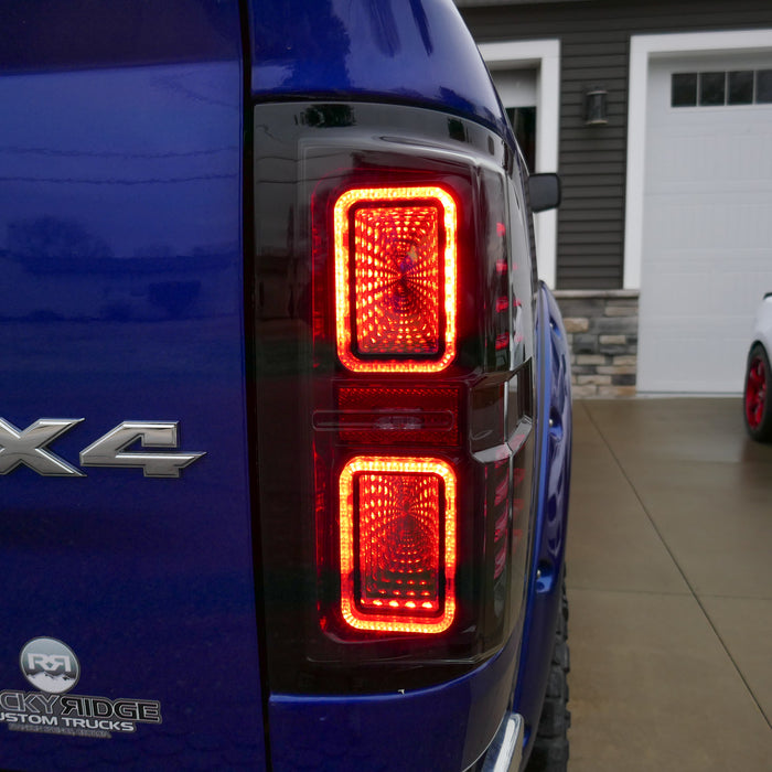 Dodge Ram Tail Lights For 09-18 RAM Smoked/Smoked DRL Infinite Series