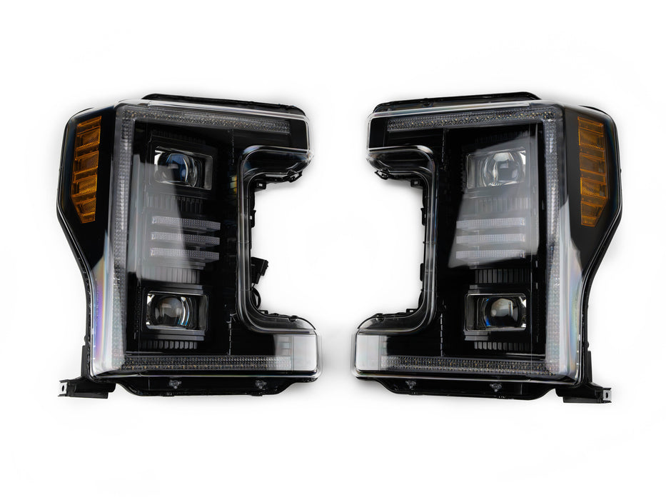 OLM Essential Series Headlight and DRL Grille 2pc Bundle - 2017-2019 Ford Super Duty