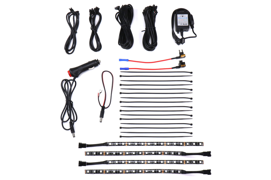 GCS RGB Interior Footwell Lighting Kit (Front & Rear W/ Bluetooth) - Universal