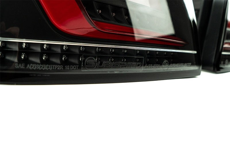 OLM Evolution Tail Lights (Clear Lens, Black Base, Red Bar) - 15+ WRX / STI