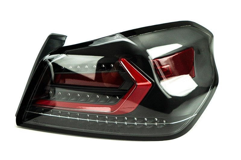 OLM Evolution Tail Lights (Clear Lens, Black Base, Red Bar) - 15+ WRX / STI