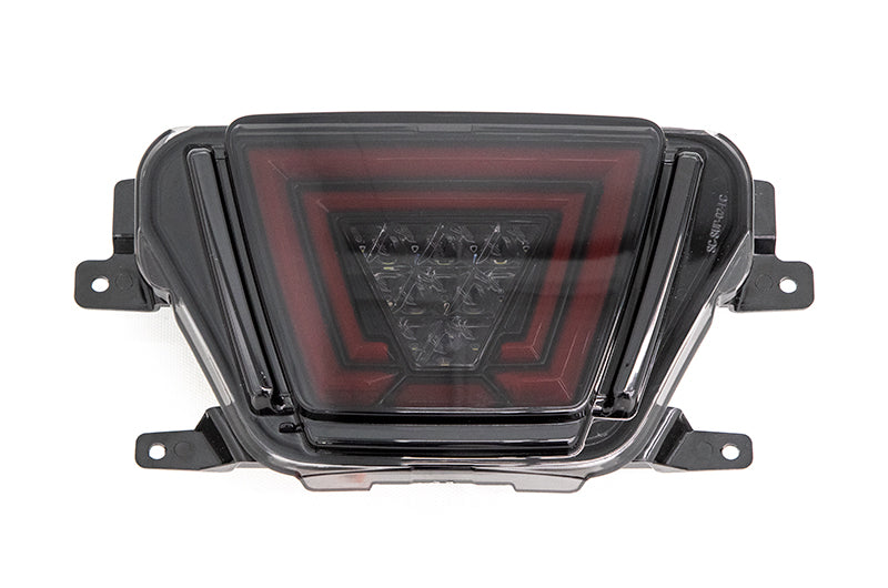OLM V1 Multifunction Rear Fog Light (Smoke Lens, Gloss Black Base, Red Bar) - 2020+ Supra