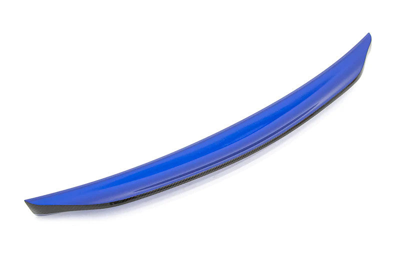 OLM Paint Matched Duckbill Spoiler w/Carbon Fiber Center Line (World Rally Blue) - 15+ WRX / STI