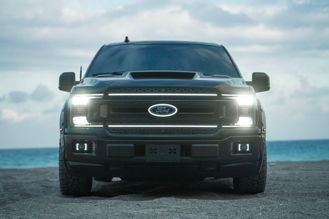 2018-2020 Ford F150 Grille (Black w/White DRL) - Essential Series