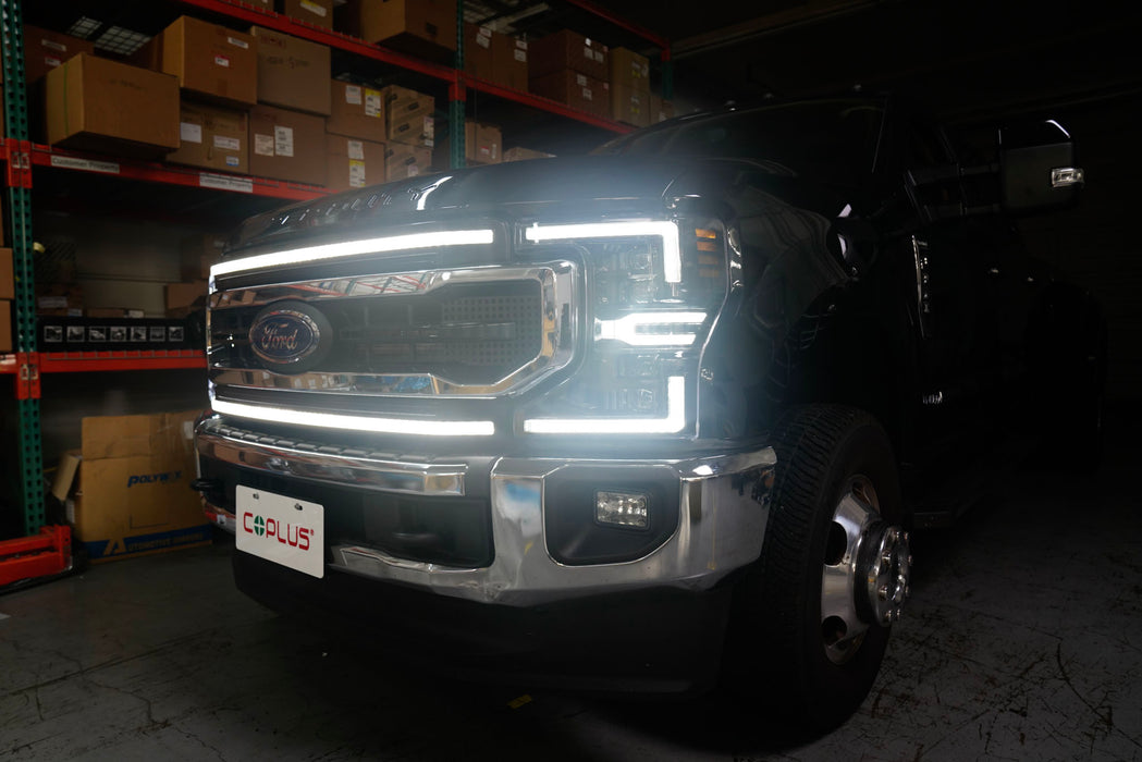 OLM Infinite Series Headlights (White DRL) - 2020-2022 Ford Super Duty