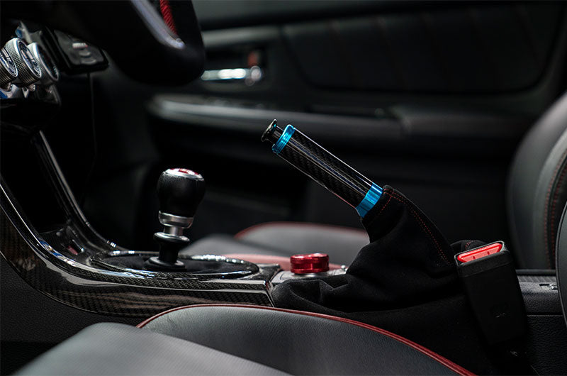 OLM Signature Series Ebrake Handle (Black Carbon w/Blue) - 2015-2021 WRX & STI / 2013-2022 FR-S / BRZ / 86 / 2014-2018 Forester / 2013+ *Crosstrek