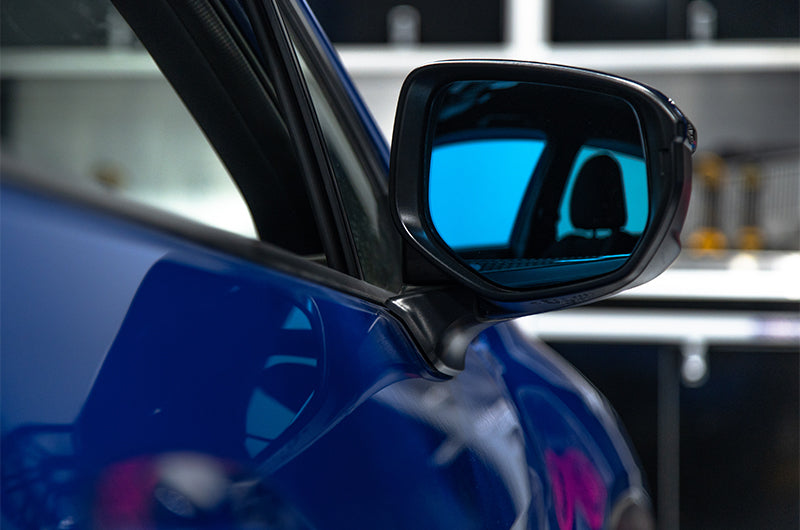 OLM Wide Angle Convex Mirrors w/ Turn Signals / Defrosters (Blue) - Subaru WRX 2022+