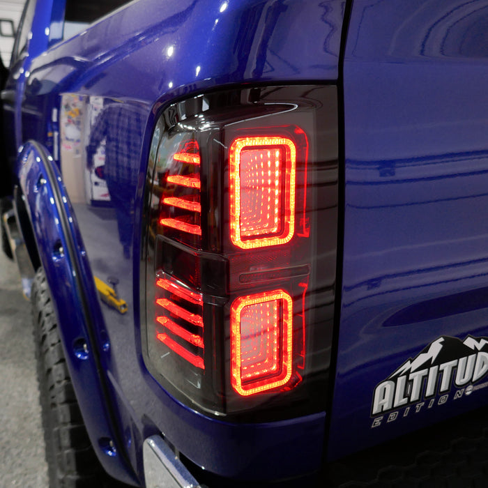 Dodge Ram Tail Lights For 09-18 RAM Smoked/Smoked DRL Infinite Series