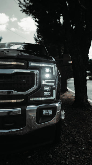 OLM Infinite Series Headlights (White DRL) - 2020-2022 Ford Super Duty