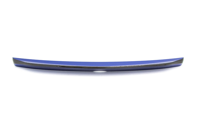 OLM Paint Matched Duckbill Spoiler w/Carbon Fiber Center Line (World Rally Blue) - 15+ WRX / STI