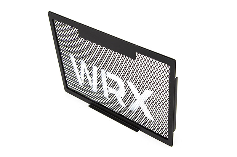 OLM Top Mount Intercooler Grille (Black Frame/Black Mesh/White WRX) - 2015-2020 WRX