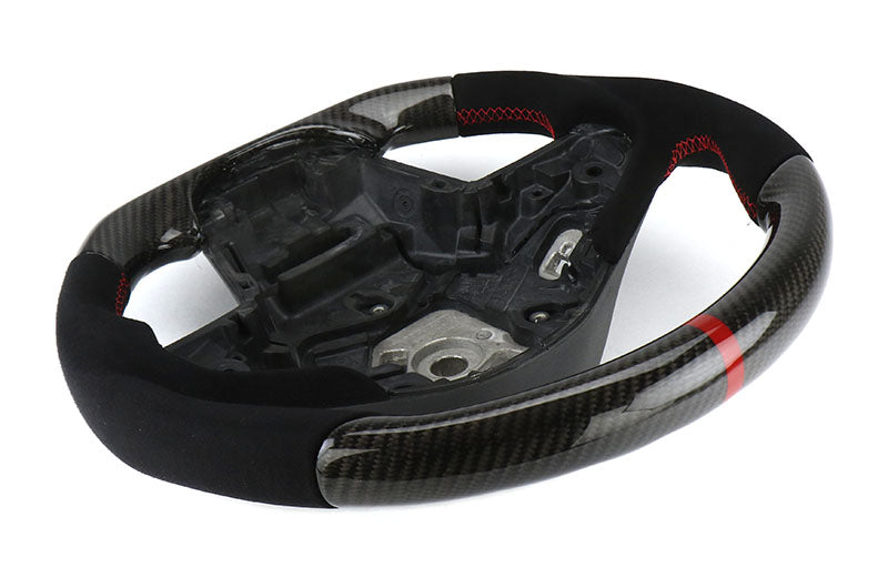 OLM Carbon Pro Steering Wheel (Carbon + Alcantara + Red Stripe) - 2020+ Supra
