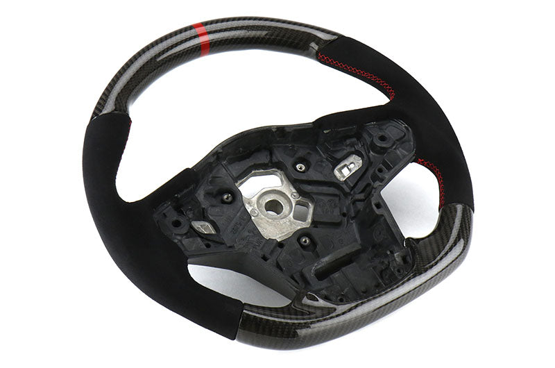 OLM Carbon Pro Steering Wheel (Carbon + Alcantara + Red Stripe) - 2020+ Supra